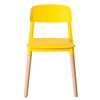 Fabulaxe Modern Plastic Dining Chair Open Back with Beech Wood Legs, Yellow QI004222.YL